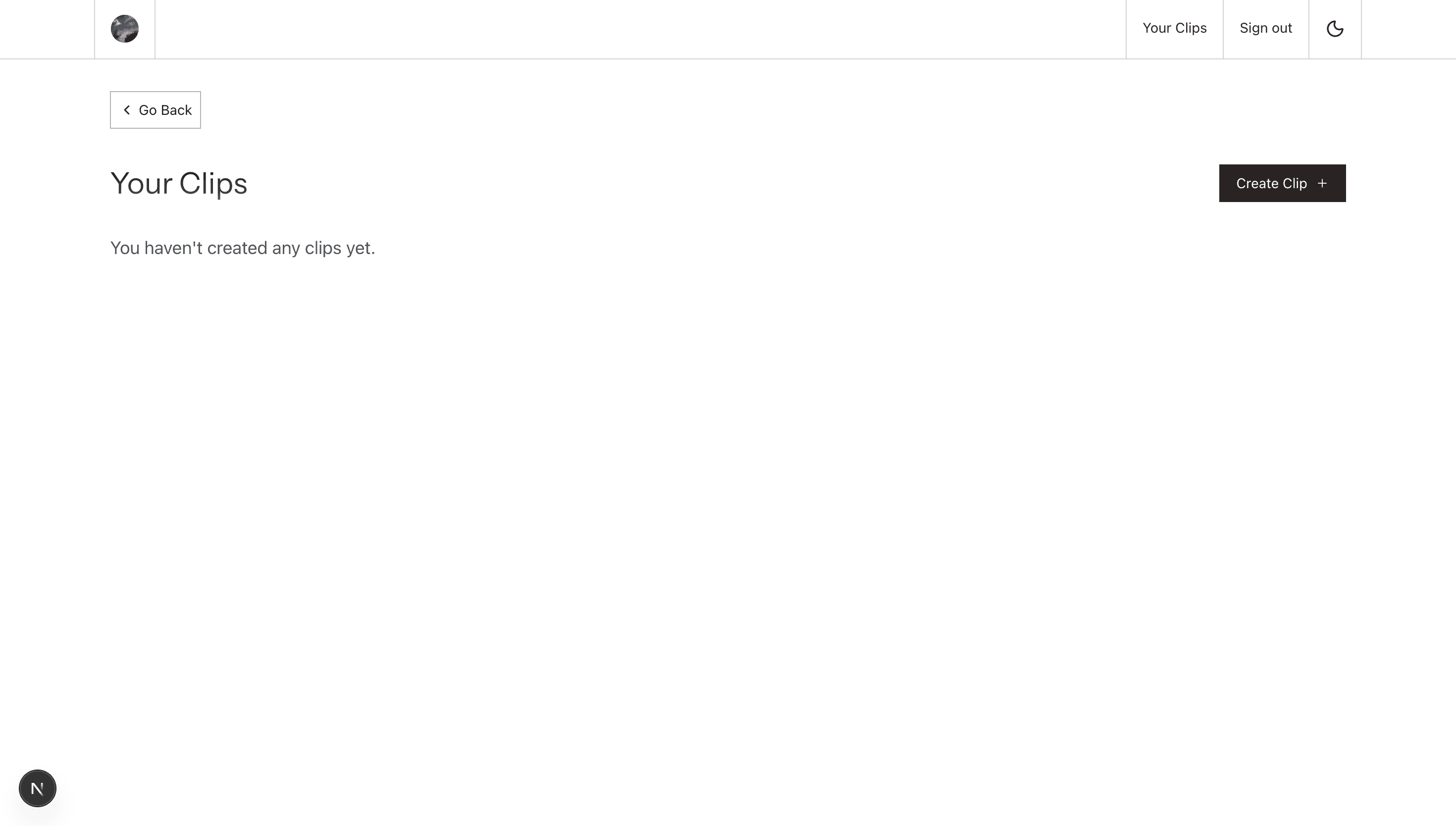User dashboard